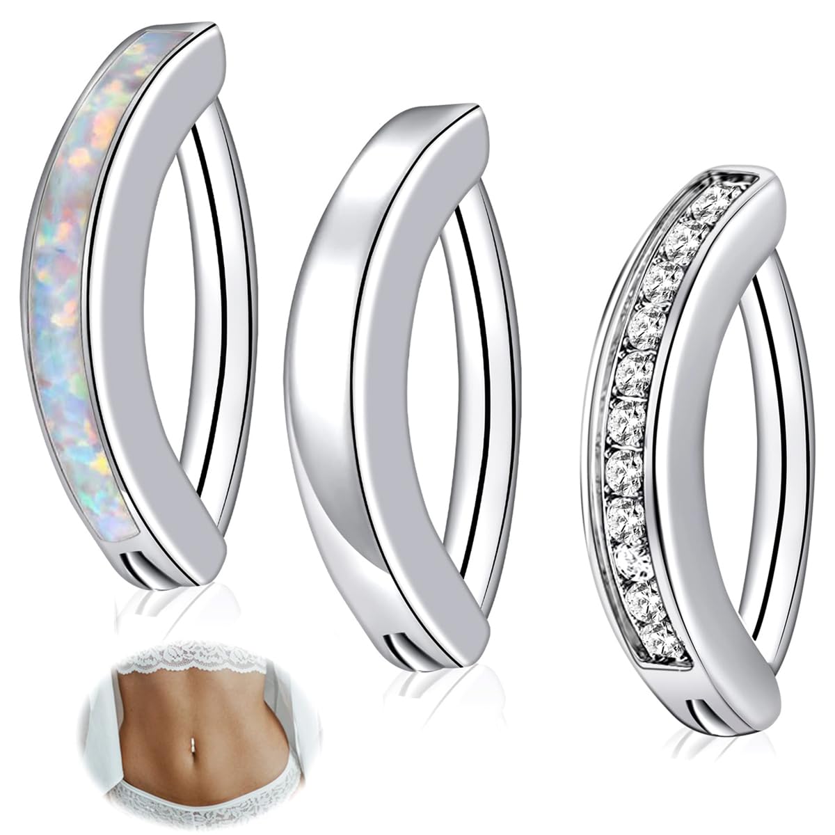 MAYCREATE 3pcs Belly Button Ring Silver Belly Button Ring Creative Navel Rings for Women Girls Navel Rings Body Piercing Fancy Belly Piercing Jewelry MAYCREATE 3pcs Belly Button Ring Silver Belly Button Ring Creative Navel Rings for Women Girls Navel Rings Body Piercing Fancy Belly Piercing Jewelry